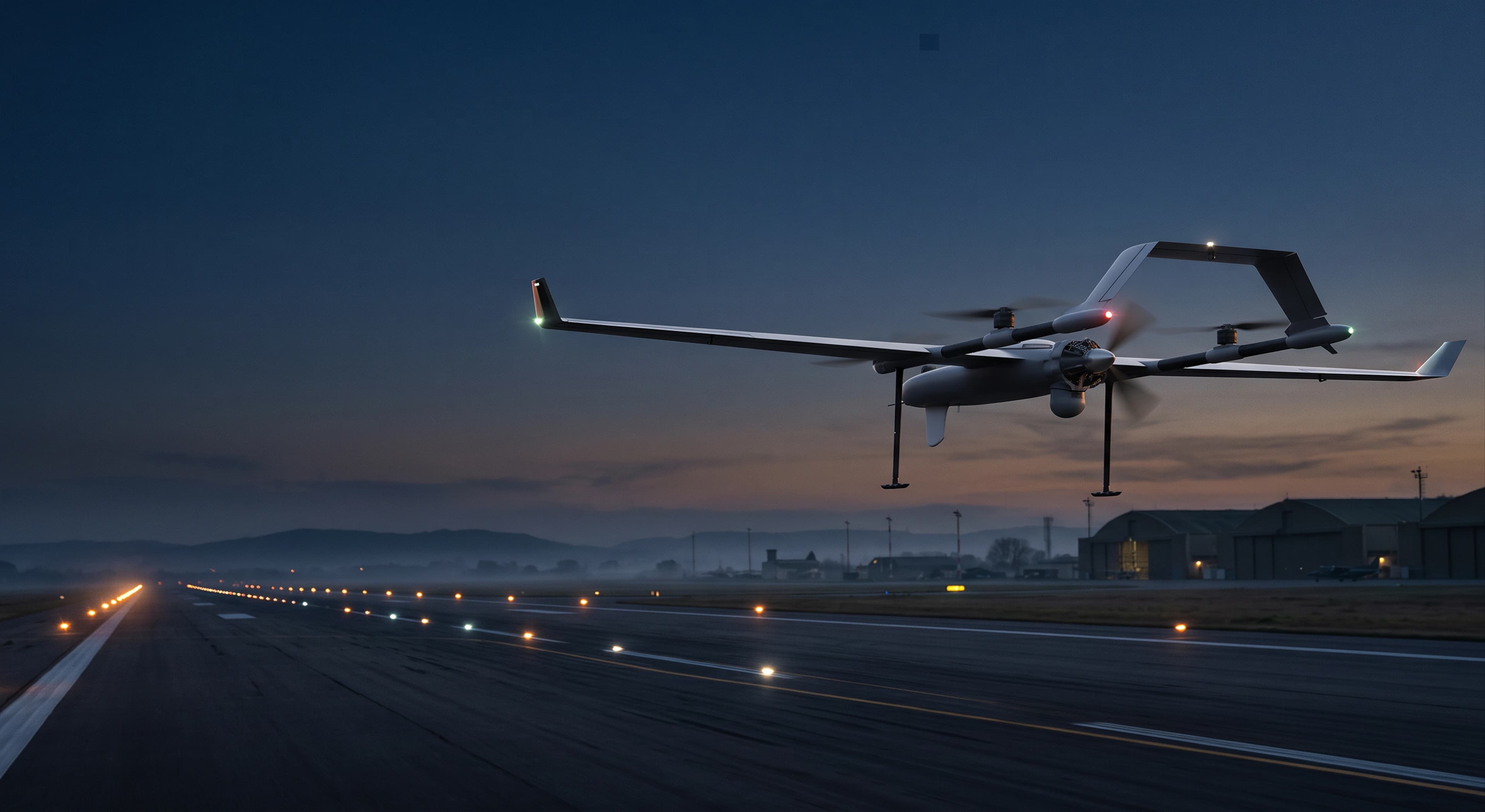 Nabhoman's drone flying over an airport runway